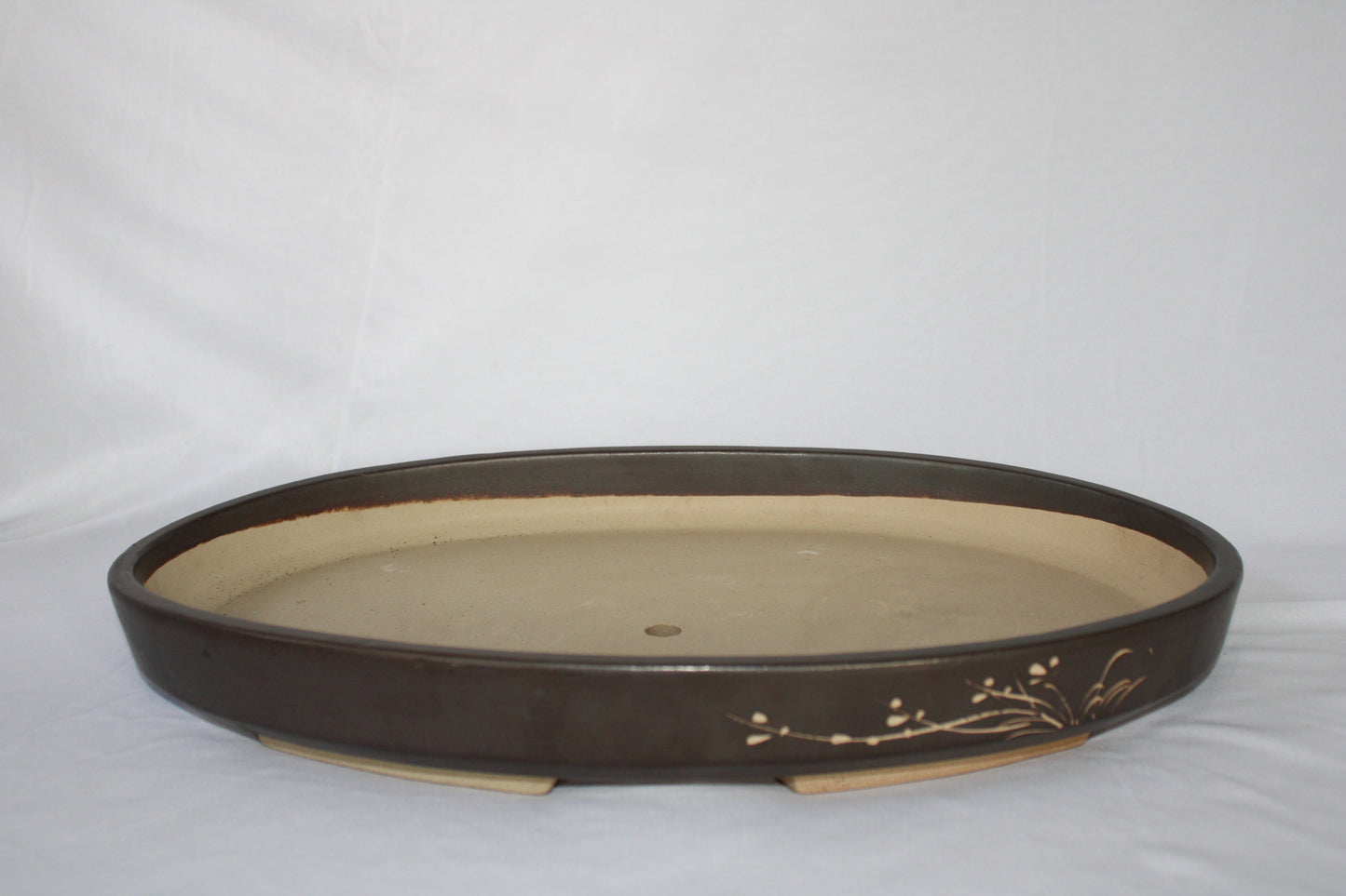 Premium Handmade Taiwanese Oval Bonsai Pot | Glazed Ceramic | Traditional Landscape Design | Shallow Tray Planter for Bonsai
