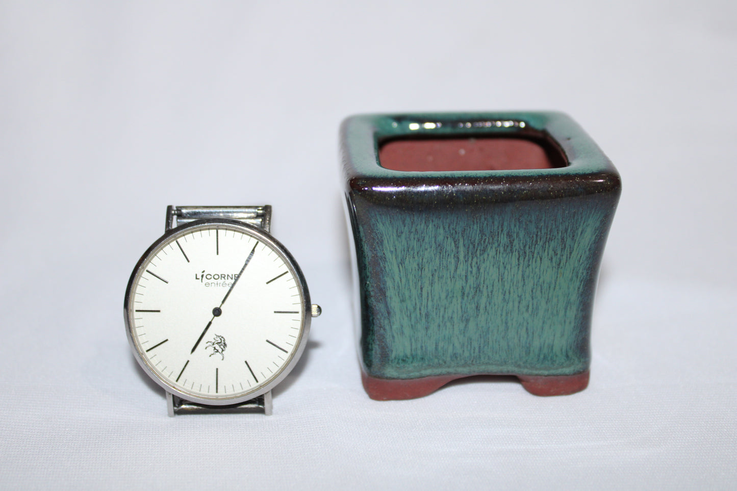 Premium Square Ceramic Bonsai Pot | Glossy Emerald Green Finish | Designer Mini Planter with Drainage Hole (Handcrafted Look)