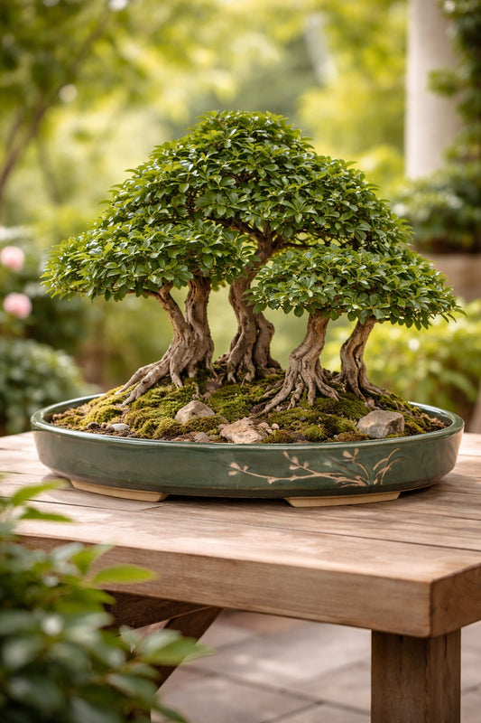 Premium Handmade Taiwanese Oval Bonsai Pot | Glazed Ceramic | Traditional Landscape Design | Shallow Tray Planter for Bonsai