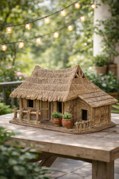 Ceramic Bonsai House | Miniature Village Hut for Bonsai Landscape | Decorative Bonsai Accessory