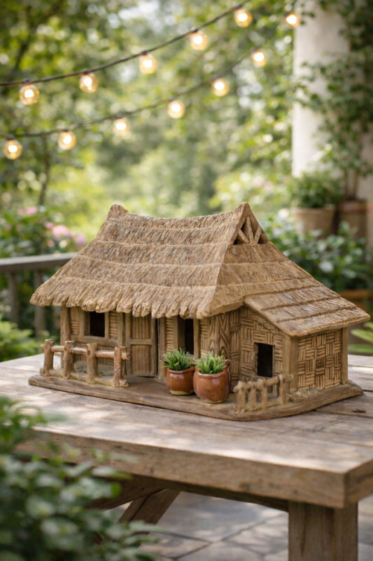 Ceramic Bonsai House | Miniature Village Hut for Bonsai Landscape | Decorative Bonsai Accessory