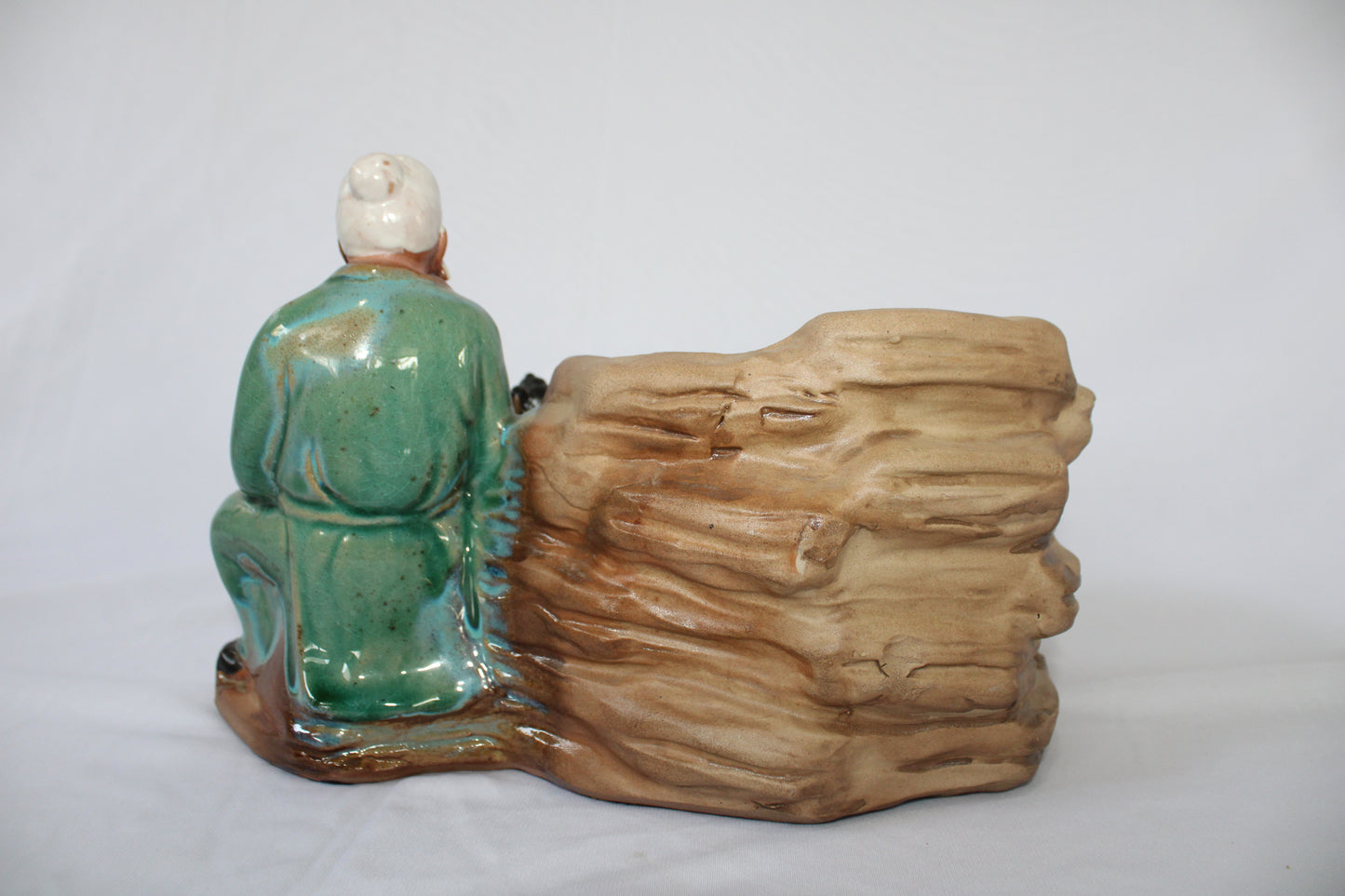 Japanese Style Tall Bonsai Pot | Premium Ceramic Square Planter | Green & Brown Finish