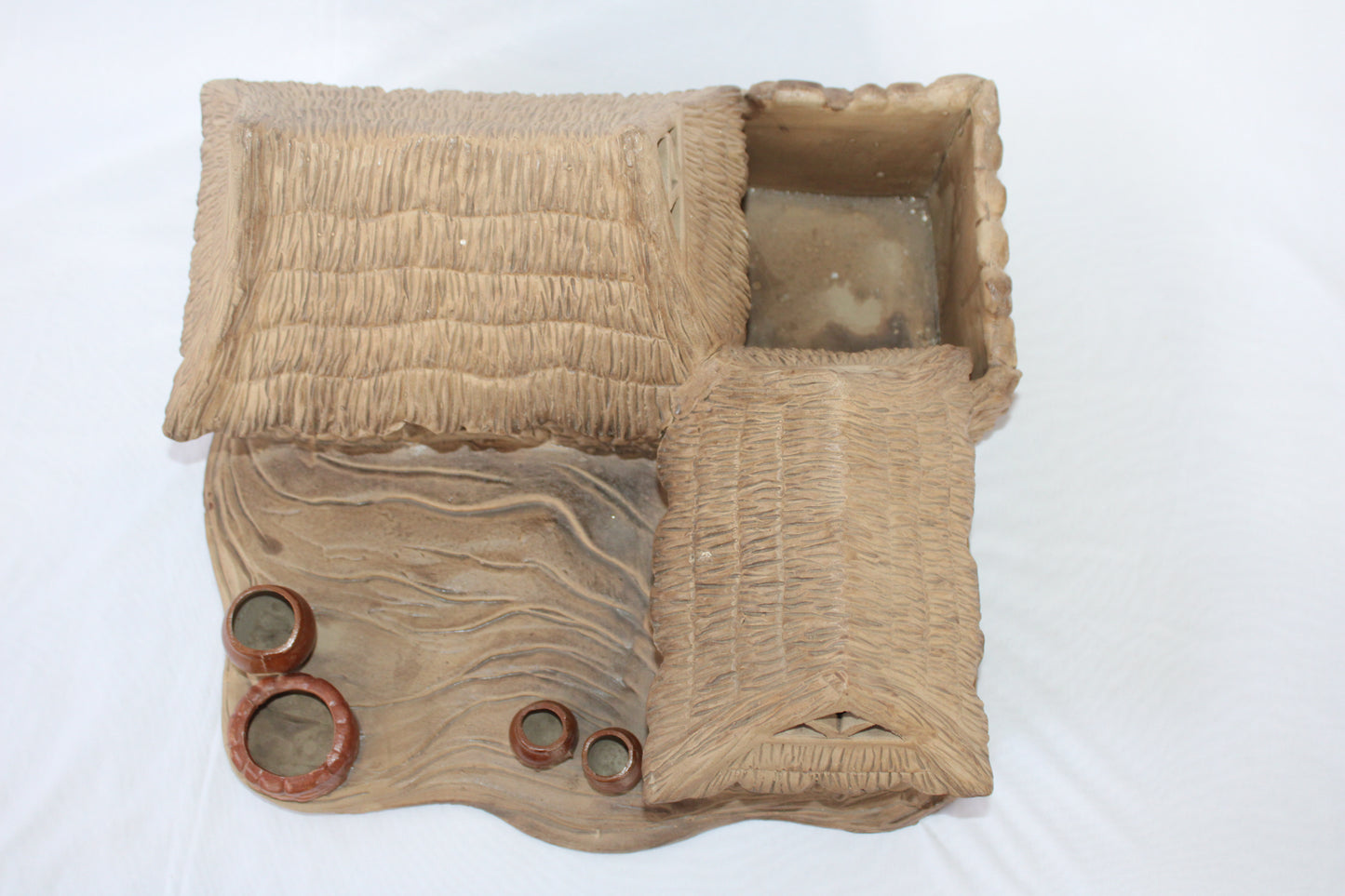 Handcrafted Ceramic Bonsai Village Landscape Pot – Mini Rustic House Scene Planter (Premium Display Piece)