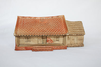 Handmade Ceramic Bonsai House Miniature – Rustic Village Style Decoration for Bonsai & Fairy Garden