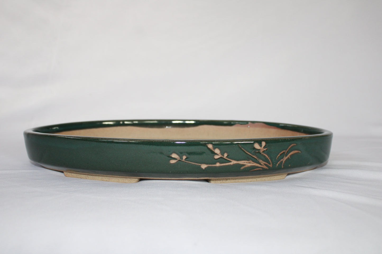 Premium Handmade Taiwanese Oval Bonsai Pot | Glazed Ceramic | Traditional Landscape Design | Shallow Tray Planter for Bonsai