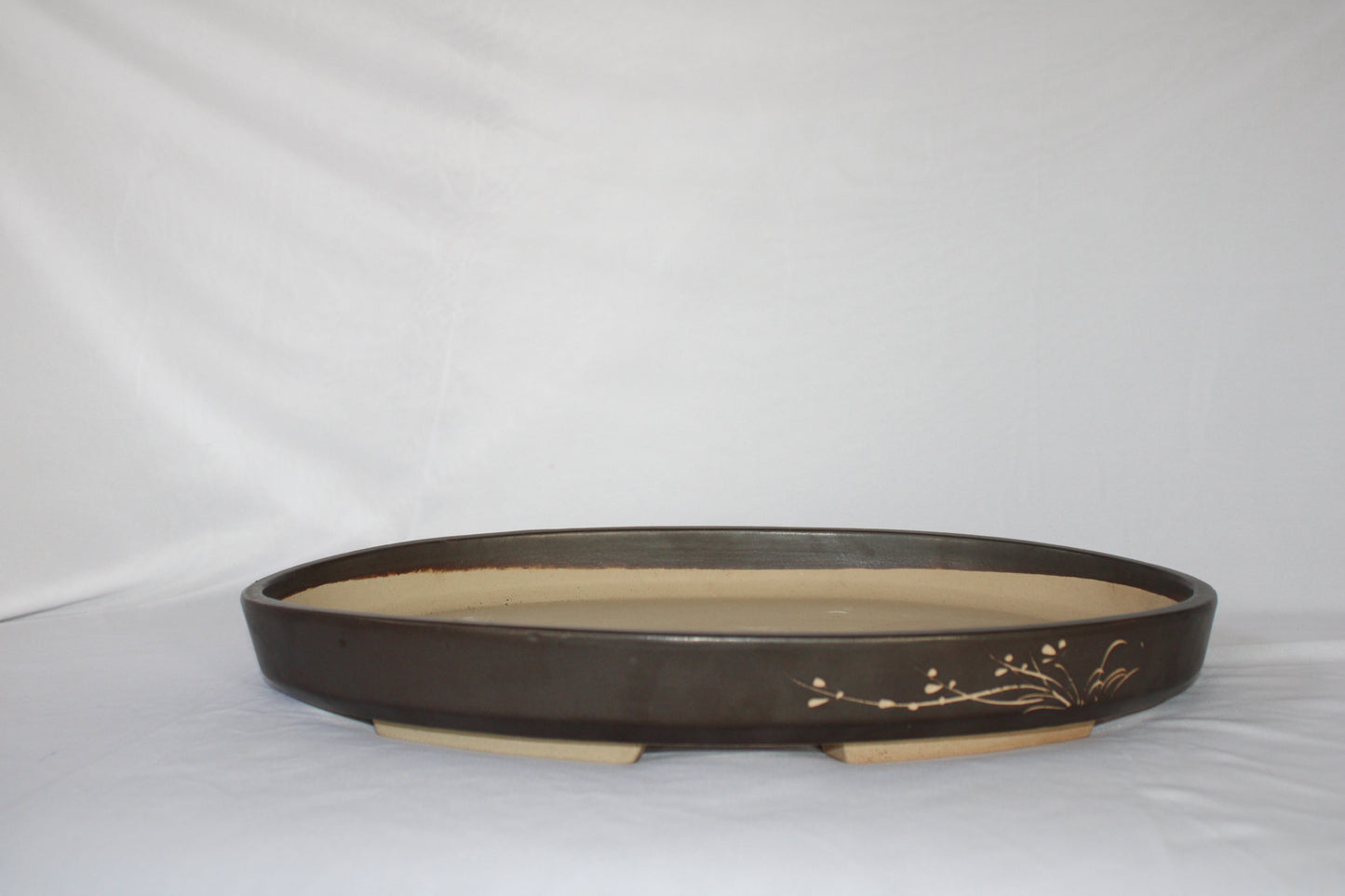 Premium Handmade Taiwanese Oval Bonsai Pot | Glazed Ceramic | Traditional Landscape Design | Shallow Tray Planter for Bonsai