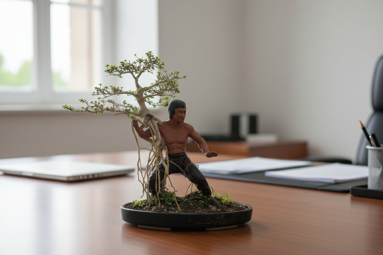 Martial Artist Bonsai Figurine – Decorative Ceramic Statue for Bonsai, Terrarium & Home Décor