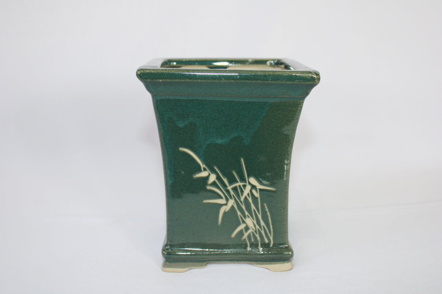 Imported Taiwanese Tall Bonsai Pot | Premium Ceramic Bonsai Planter | Glossy Green & Matte Brown Finish