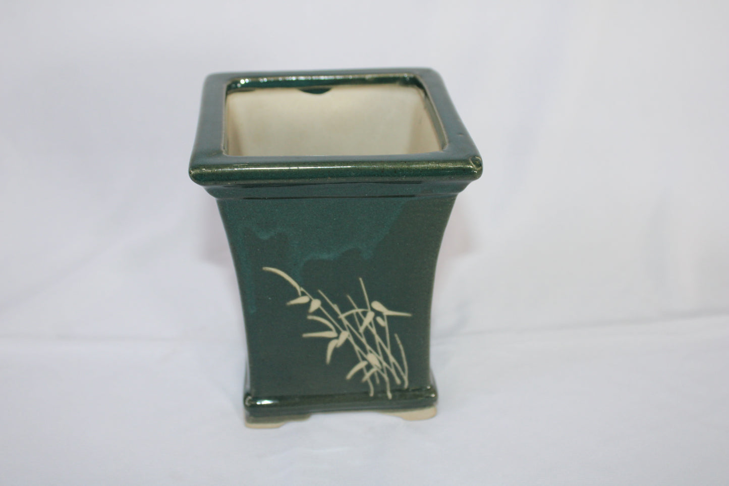 Imported Taiwanese Tall Bonsai Pot | Premium Ceramic Bonsai Planter | Glossy Green & Matte Brown Finish