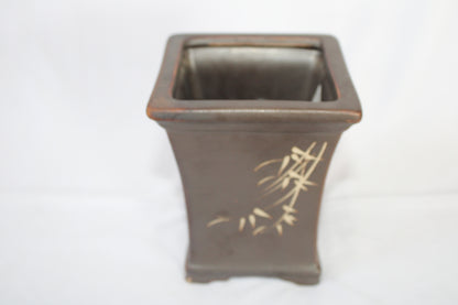 Imported Taiwanese Tall Bonsai Pot | Premium Ceramic Bonsai Planter | Glossy Green & Matte Brown Finish