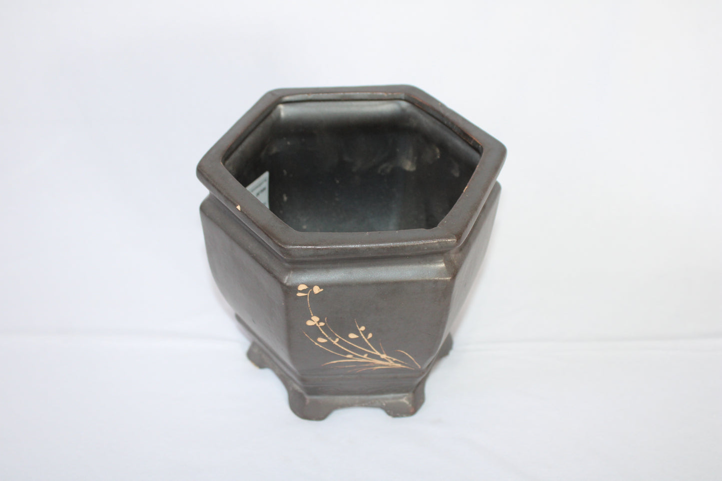 Imported Taiwanese Hexagonal Bonsai Pot | Premium Ceramic Bonsai Planter (Green & Matte Brown) | Artistic Glazed Bonsai Container