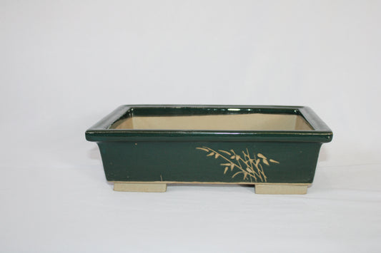 Imported Taiwanese Rectangular Bonsai Pot | Premium Ceramic Bonsai Tray (Green & Matte Brown Variants) | Artistic Glazed Planter