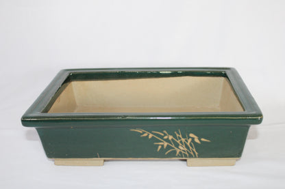 Imported Taiwanese Rectangular Bonsai Pot | Premium Ceramic Bonsai Tray (Green & Matte Brown Variants) | Artistic Glazed Planter