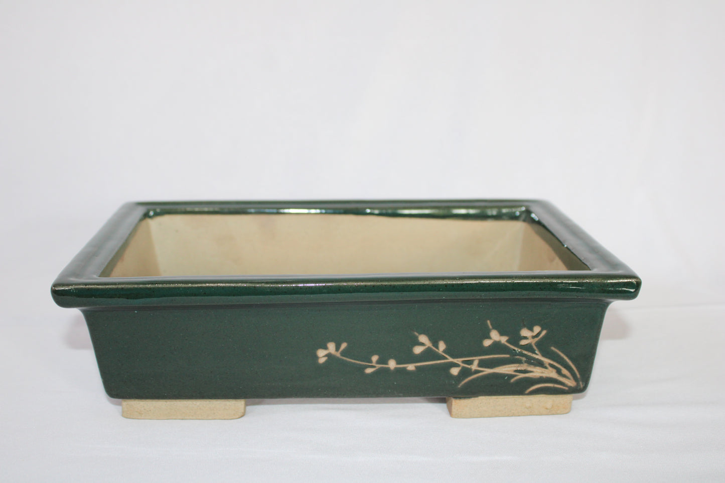Imported Taiwanese Rectangular Bonsai Pot | Premium Ceramic Bonsai Tray (Green & Matte Brown Variants) | Artistic Glazed Planter