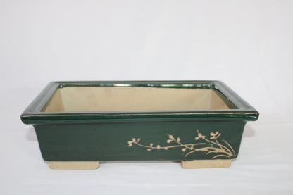 Imported Taiwanese Rectangular Bonsai Pot | Premium Ceramic Bonsai Tray (Green & Matte Brown Variants) | Artistic Glazed Planter