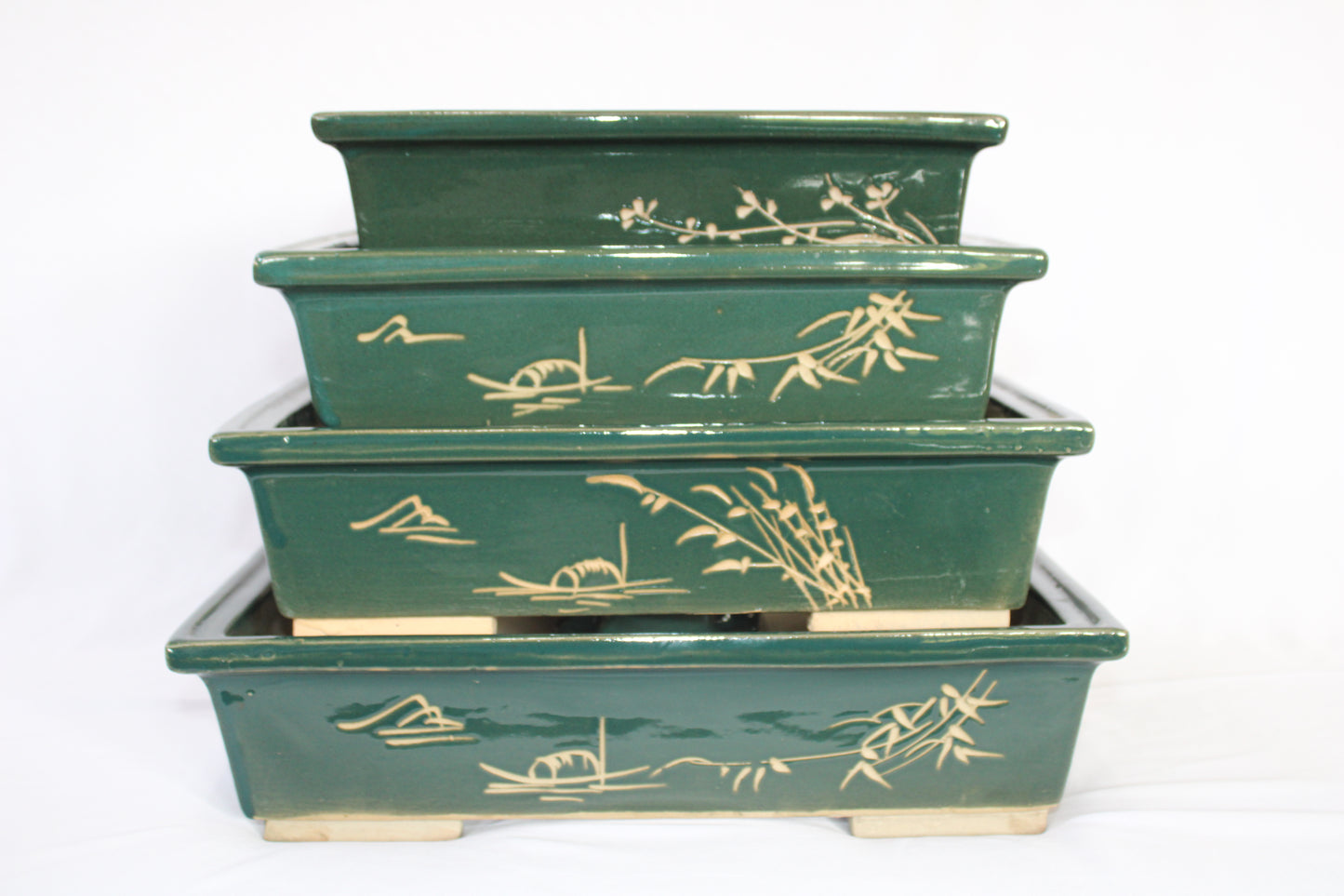 Imported Taiwanese Rectangular Bonsai Pot | Premium Ceramic Bonsai Tray (Green & Matte Brown Variants) | Artistic Glazed Planter
