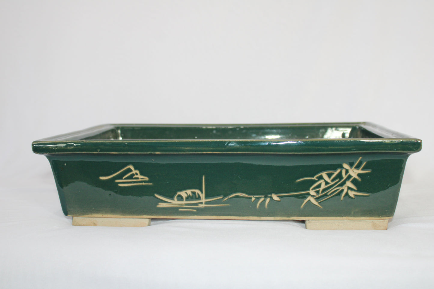 Imported Taiwanese Rectangular Bonsai Pot | Premium Ceramic Bonsai Tray (Green & Matte Brown Variants) | Artistic Glazed Planter