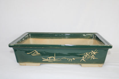 Imported Taiwanese Rectangular Bonsai Pot | Premium Ceramic Bonsai Tray (Green & Matte Brown Variants) | Artistic Glazed Planter