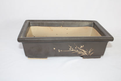 Imported Taiwanese Rectangular Bonsai Pot | Premium Ceramic Bonsai Tray (Green & Matte Brown Variants) | Artistic Glazed Planter