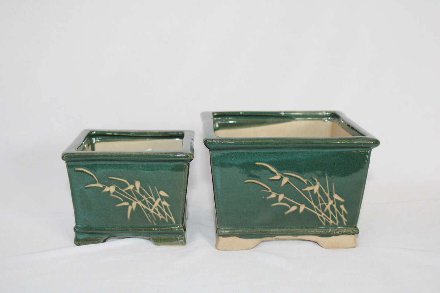 Premium Taiwanese Ceramic Bonsai Pot – Handcrafted Square Planter with Elegant Botanical Design | Ideal for Bonsai & Indoor Plants