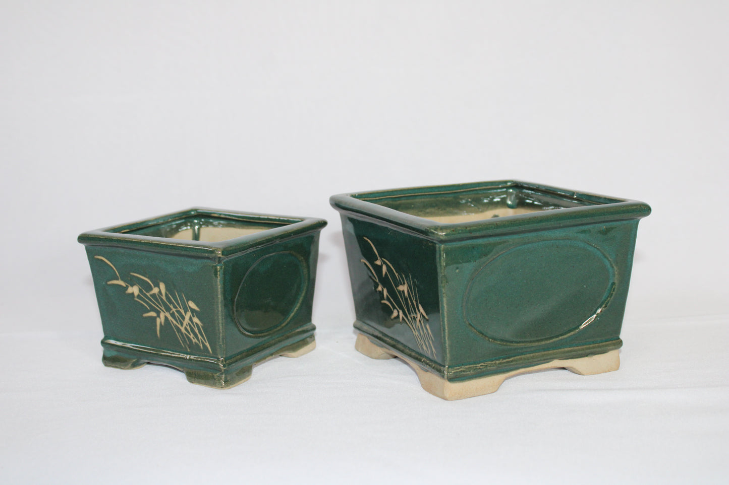 Premium Taiwanese Ceramic Bonsai Pot – Handcrafted Square Planter with Elegant Botanical Design | Ideal for Bonsai & Indoor Plants