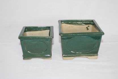 Premium Taiwanese Ceramic Bonsai Pot – Handcrafted Square Planter with Elegant Botanical Design | Ideal for Bonsai & Indoor Plants