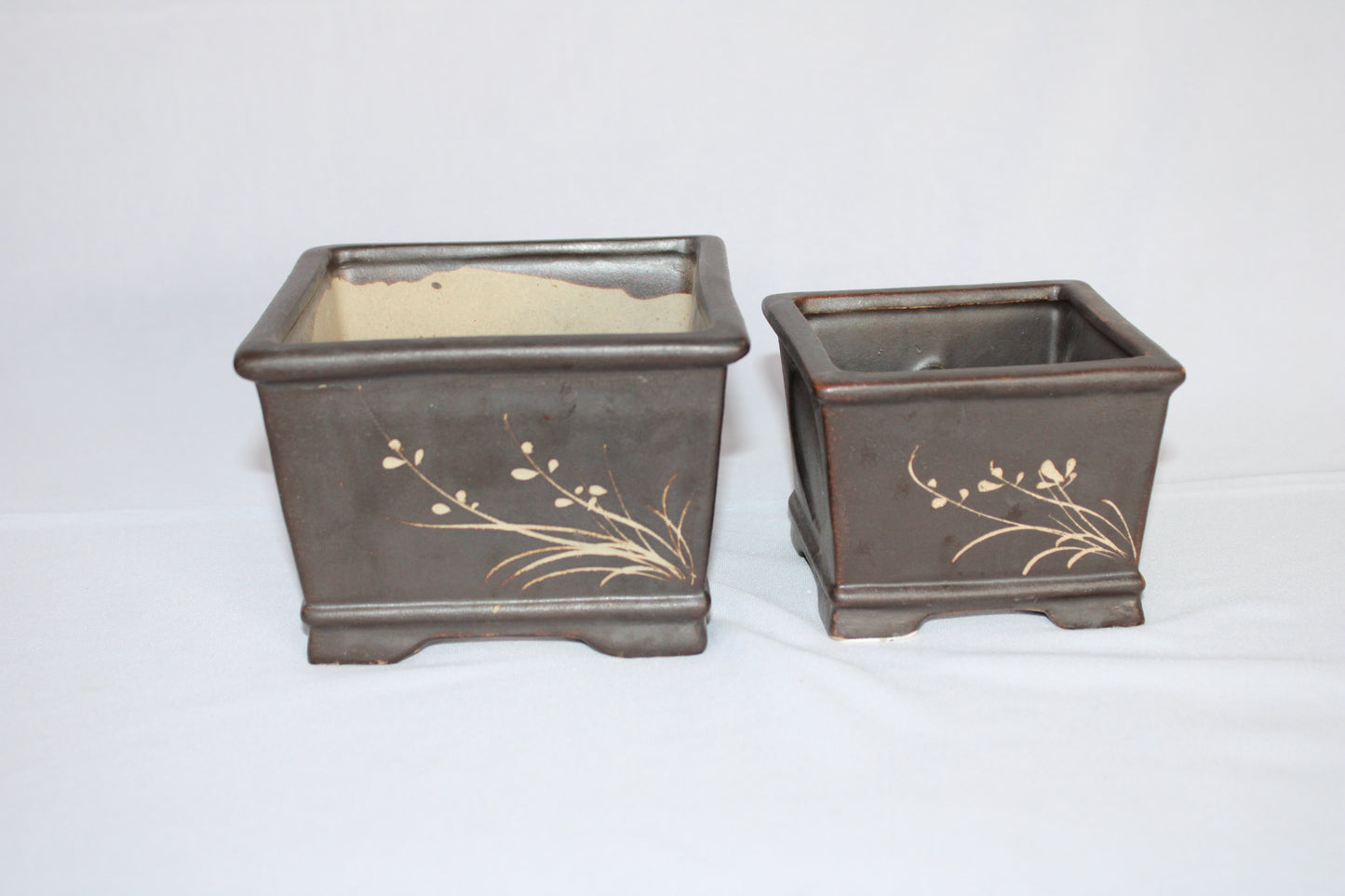 Premium Taiwanese Ceramic Bonsai Pot – Handcrafted Square Planter with Elegant Botanical Design | Ideal for Bonsai & Indoor Plants