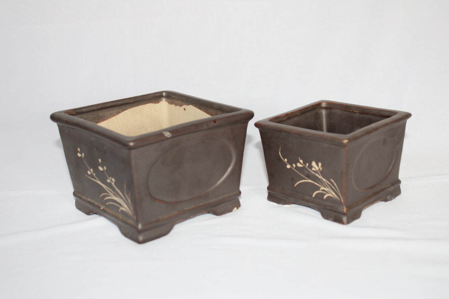 Premium Taiwanese Ceramic Bonsai Pot – Handcrafted Square Planter with Elegant Botanical Design | Ideal for Bonsai & Indoor Plants