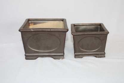 Premium Taiwanese Ceramic Bonsai Pot – Handcrafted Square Planter with Elegant Botanical Design | Ideal for Bonsai & Indoor Plants