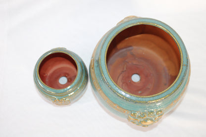 Premium Taiwanese Ceramic Bonsai Pot with Antique Glaze & Handcrafted Lion Design | Luxury Planter for Bonsai & Indoor Decor