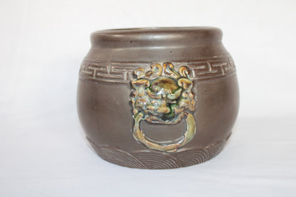 Premium Taiwanese Ceramic Bonsai Pot with Antique Glaze & Handcrafted Lion Design | Luxury Planter for Bonsai & Indoor Decor