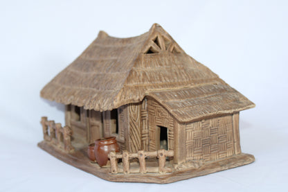 Ceramic Bonsai House | Miniature Village Hut for Bonsai Landscape | Decorative Bonsai Accessory
