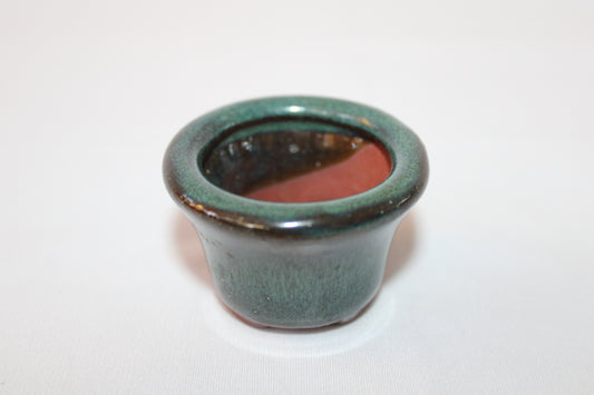 Mini Round Glossy Green Ceramic Bonsai Pot | Vietnam Imported Small Succulent Planter | Premium Indoor Bonsai Container