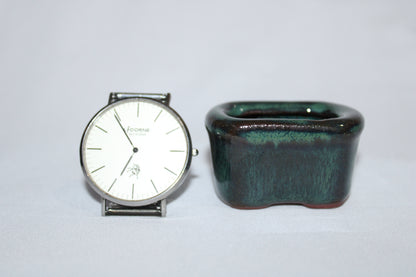 Premium Vietnam Ceramic Mini Bonsai Pot | Glazed Green Designer Succulent Planter | Small Indoor Bonsai Pot