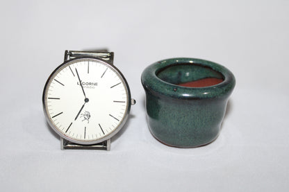 Mini Round Vietnam Ceramic Bonsai Pot | Glossy Green Glaze Succulent Planter | Small Indoor Bonsai Container