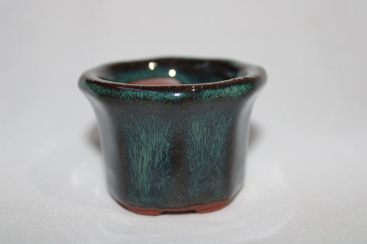 Mini Oval Glossy Green Ceramic Bonsai Pot | Vietnam Imported Designer Succulent Planter | Small Indoor Bonsai Container