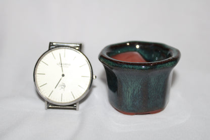 Mini Oval Glossy Green Ceramic Bonsai Pot | Vietnam Imported Designer Succulent Planter | Small Indoor Bonsai Container