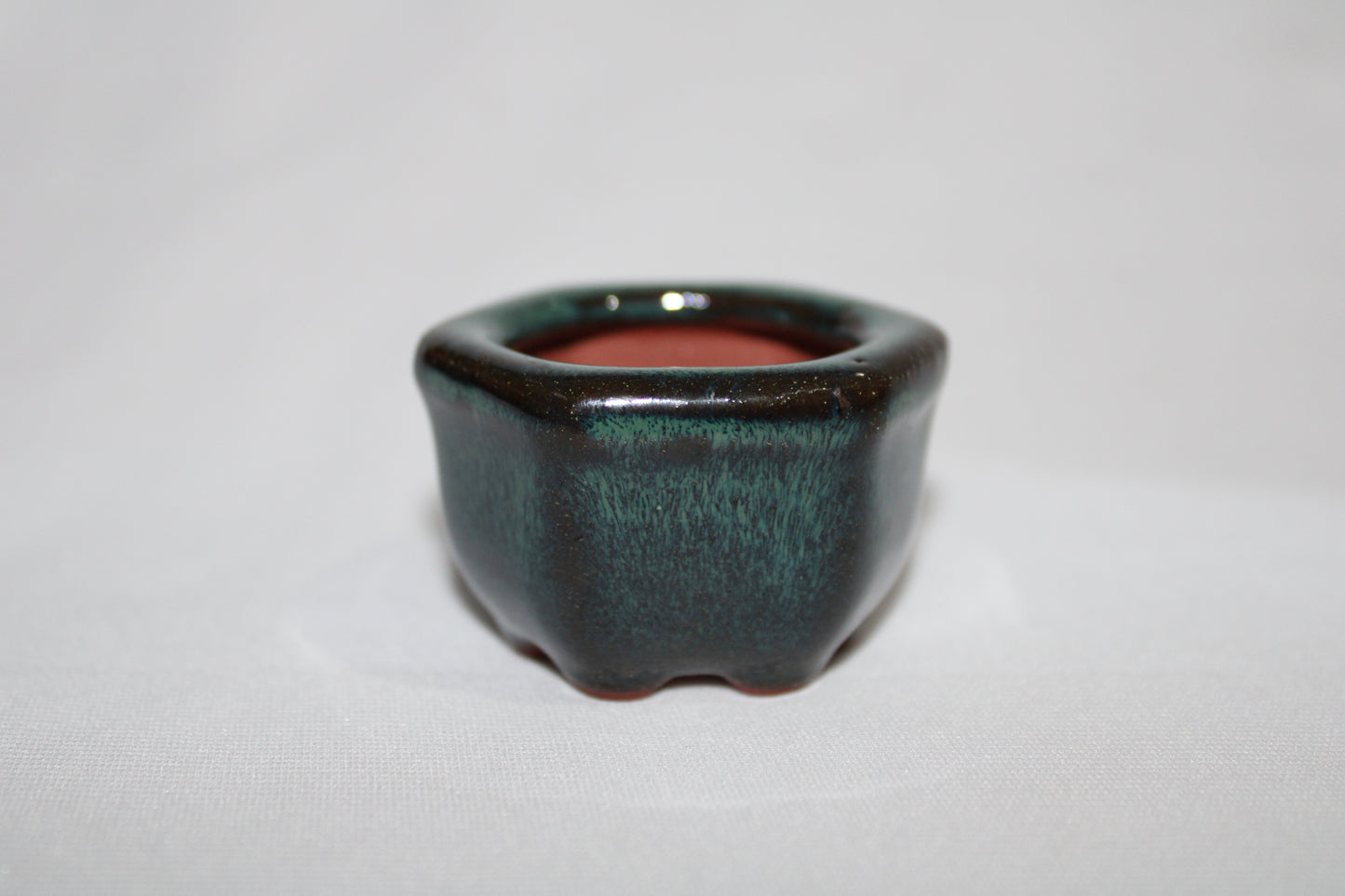 Premium Mini Designer Ceramic Bonsai Pot | Glossy Emerald Green Finish | Unique Handcrafted Indoor Planter (With Drainage Hole)