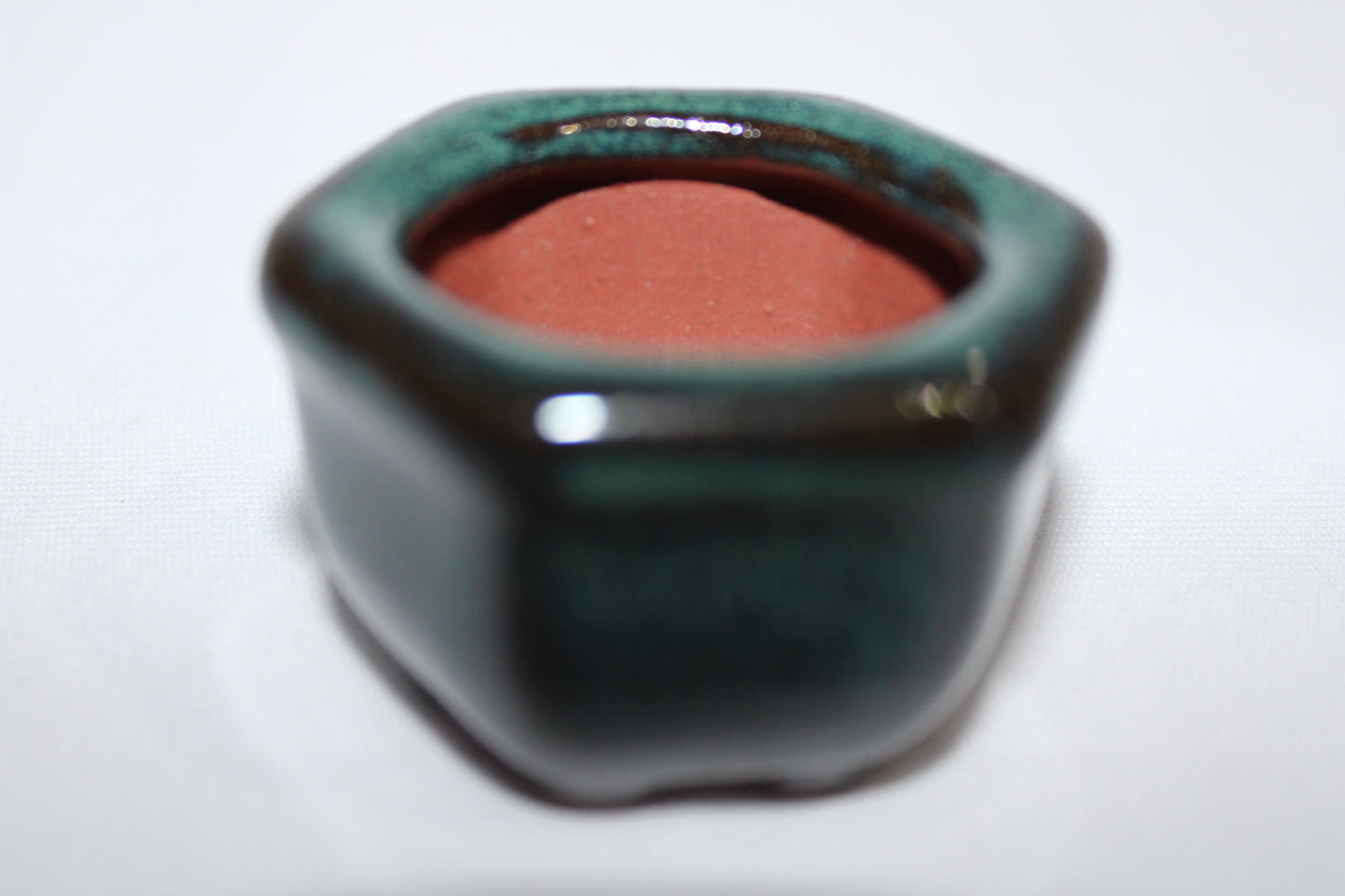 Premium Mini Designer Ceramic Bonsai Pot | Glossy Emerald Green Finish | Unique Handcrafted Indoor Planter (With Drainage Hole)