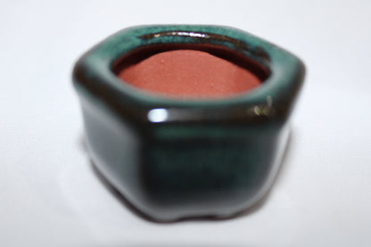 Premium Mini Designer Ceramic Bonsai Pot | Glossy Emerald Green Finish | Unique Handcrafted Indoor Planter (With Drainage Hole)