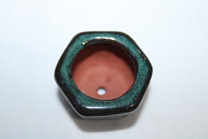 Premium Mini Designer Ceramic Bonsai Pot | Glossy Emerald Green Finish | Unique Handcrafted Indoor Planter (With Drainage Hole)