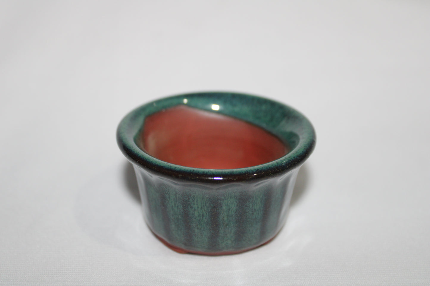 Premium Flared Round Ceramic Bonsai Pot | Emerald Green Glossy Finish | Designer Mini Planter with Drainage Hole