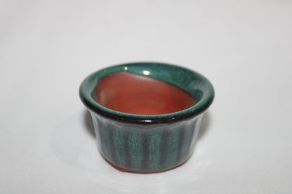 Premium Flared Round Ceramic Bonsai Pot | Emerald Green Glossy Finish | Designer Mini Planter with Drainage Hole