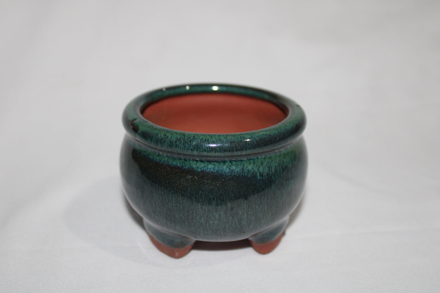 Premium Vietnam Ceramic Bonsai Pot | Round Designer Glazed Planter | Emerald Green Finish with Feet | Mini Bonsai Container