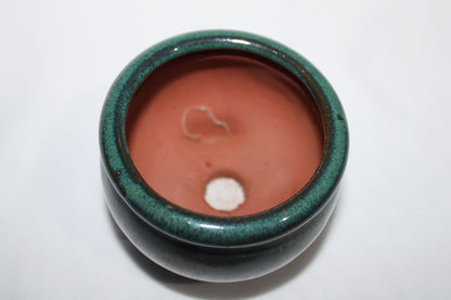 Premium Vietnam Ceramic Bonsai Pot | Round Designer Glazed Planter | Emerald Green Finish with Feet | Mini Bonsai Container