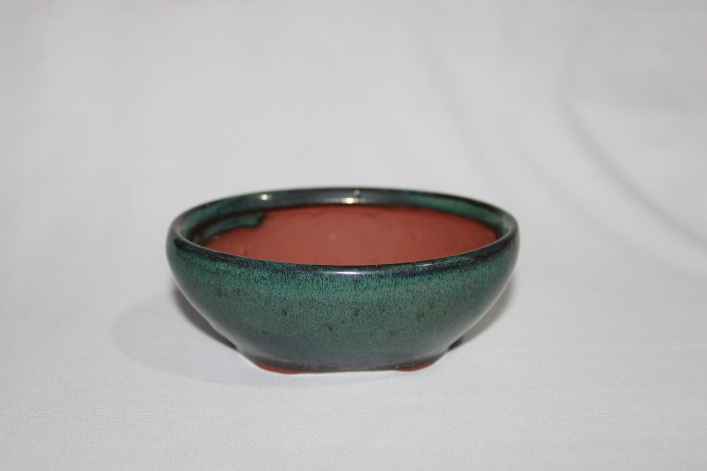 Premium Round Ceramic Bonsai Pot | Imported Shallow Planter | Green Glazed Finish | Bonsai Training Pot with Drainage Hole