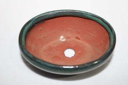 Premium Round Ceramic Bonsai Pot | Imported Shallow Planter | Green Glazed Finish | Bonsai Training Pot with Drainage Hole