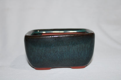 Premium Rectangular Ceramic Bonsai Pot | Imported Glazed Planter | Deep Green Finish | Bonsai Training Container with Drainage Hole