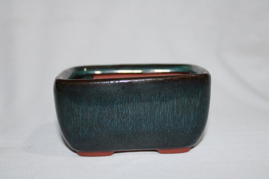 Premium Rectangular Ceramic Bonsai Pot | Imported Glazed Planter | Deep Green Finish | Bonsai Training Container with Drainage Hole