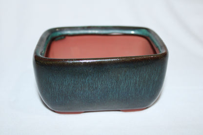 Premium Rectangular Ceramic Bonsai Pot | Imported Glazed Planter | Deep Green Finish | Bonsai Training Container with Drainage Hole